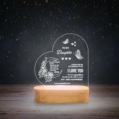 Gift for Daughter Customized 3D LED Lamp with Cool White Light  Gift for Daughter Birthday  Personalized with Text  Memorable Gift for Daughter